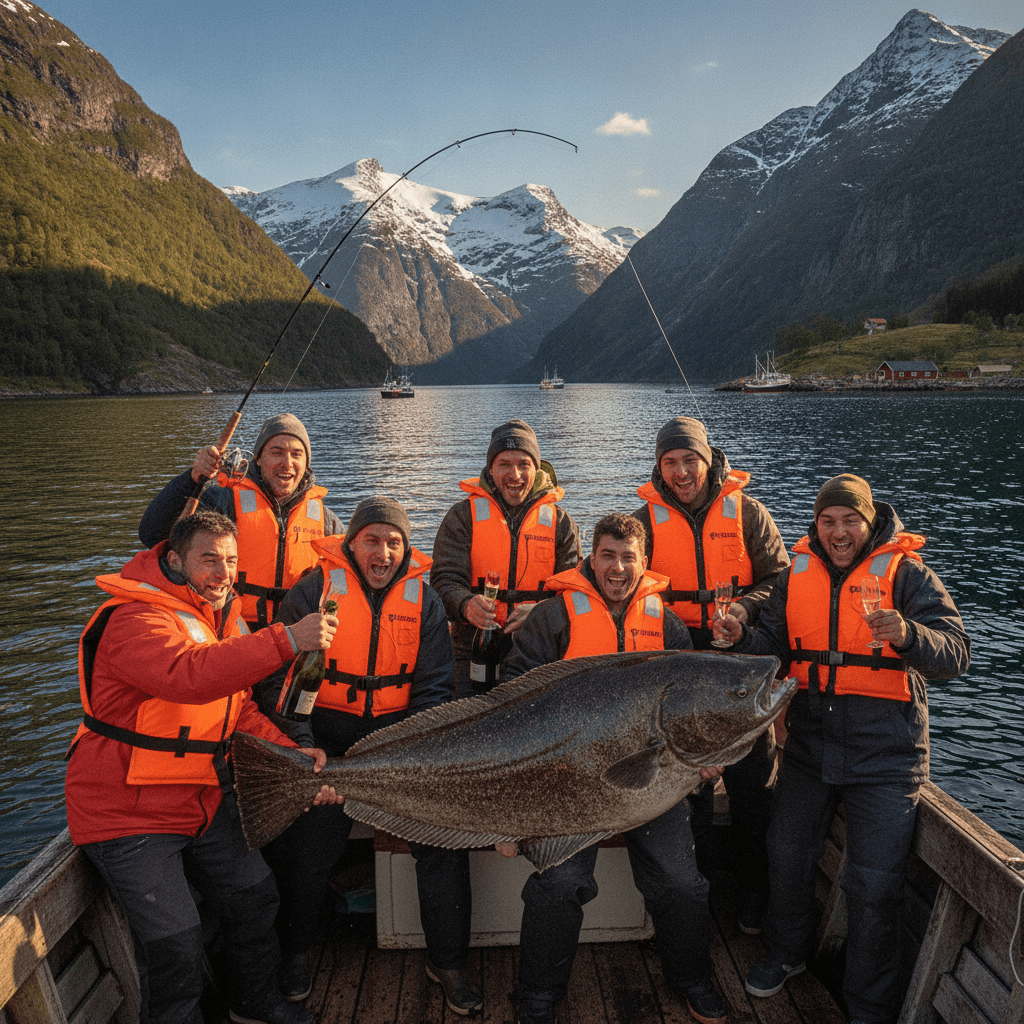 Gruppo di pescatori in Norvegia